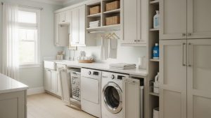 Stylish laundry room cabinet ideas from Calabash homes thumbnail.